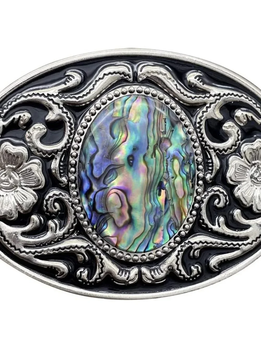 Men's Abalone Shell Vintage American Western Cowboy Turquoise Stone Belt Buckle